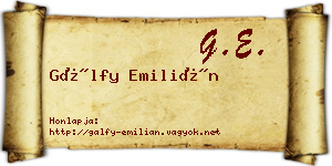 Gálfy Emilián névjegykártya